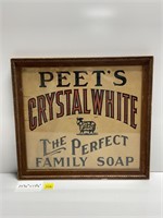 Vtg Peet's Crystal White Family Soap Sign