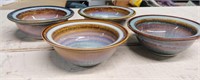 4 POTTERY BERRY BOWLS SIGNED CAMPHILL