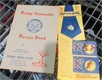 REDDY KILOWATT PINS & 1954 RECIPE BOOK