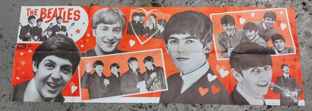 DELL 25c BEATLES FOLDING POSTER 53in OPENED