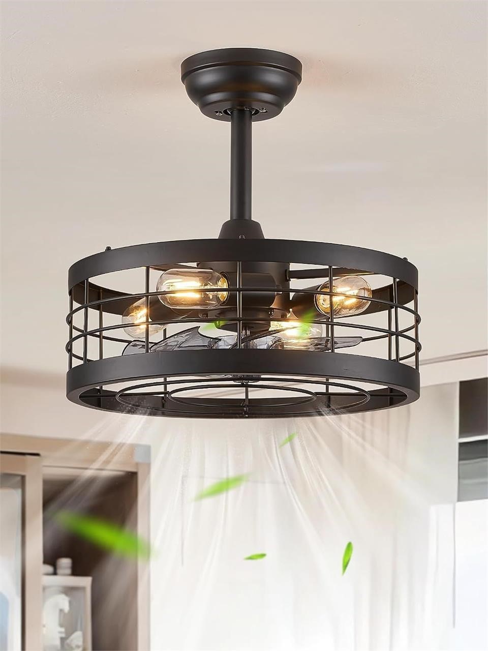 Industrial Ceiling Fan with Remote, Farmhouse