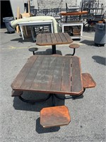 2pc Lunch Picnic Tables w/Attached Seats