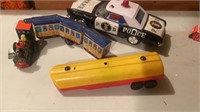 POLICE CAR, TRAIN AND TRAILER