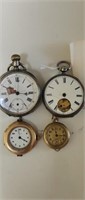 4 ANTIQUE POCKET WATCH 
2 LARGER ONES SILVER
2