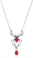 Vintage Gothic Spider Necklace, Red