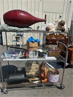 Red Vase, Dolls, VHS, Fire Tools, Boxes etc