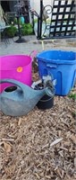 2 GARDEN TUBS, WATER BUCKET AND ROW MARKERS
