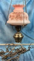 Parlor Lamp w/Satin Pink Fenton Roses Shade