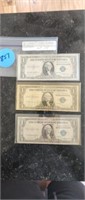 3 ONE DOLLAR SILVER CERTIFICATES IN PLASTIC