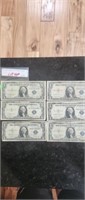6 ONE DOLLAR SILVER CERTIFICATES