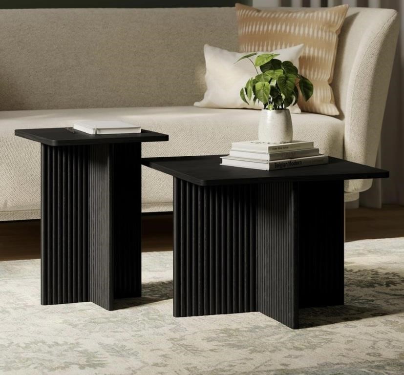 Square Fluted Nesting Coffee Table - 2 Piece