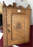 Ornate Antique Oak Corner Medicine Cabinet