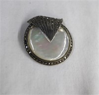 Sterling silver circle Mother of Pearl marcasite