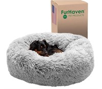 Furhaven 30" Round Calming Donut Dog Bed for