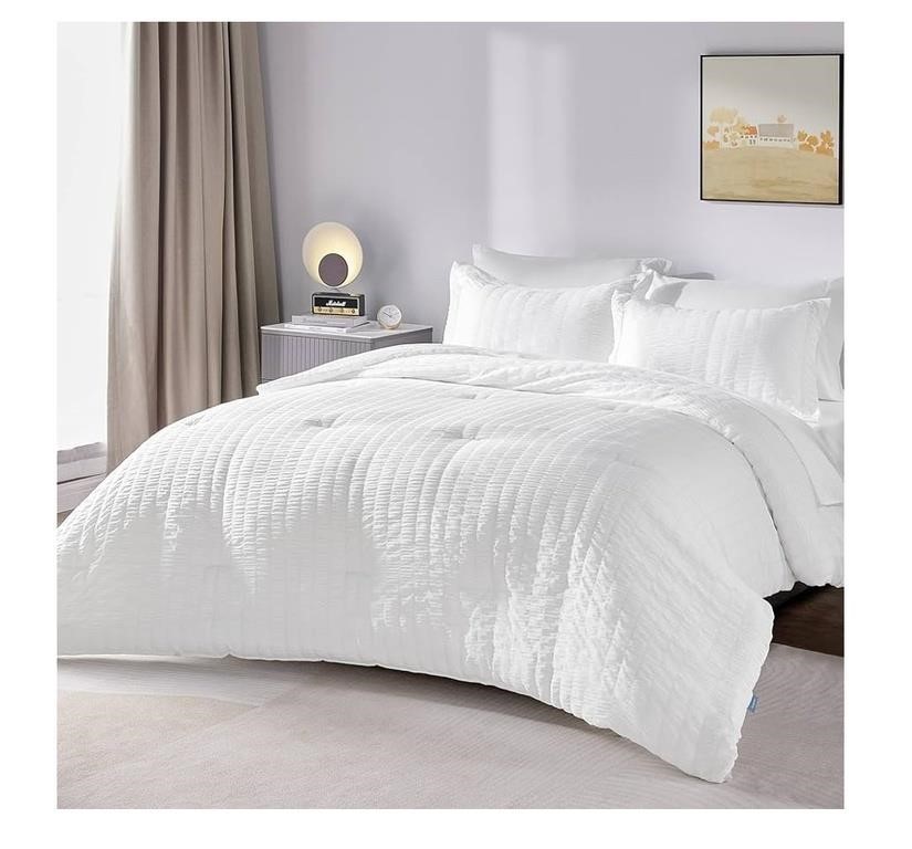 CozyLux King Comforter Set with Sheets White