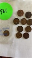 9 - PENNIES DATED 1920-1969
1 - LINCOLN CENT