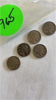5 - INDIAN HWAD BUFFALO NICKEL 5 CENT COIN PIECES
