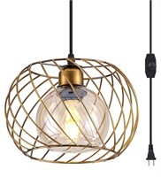 YLONG-ZS Gold Small Hanging Glass Lamps, Plug-in