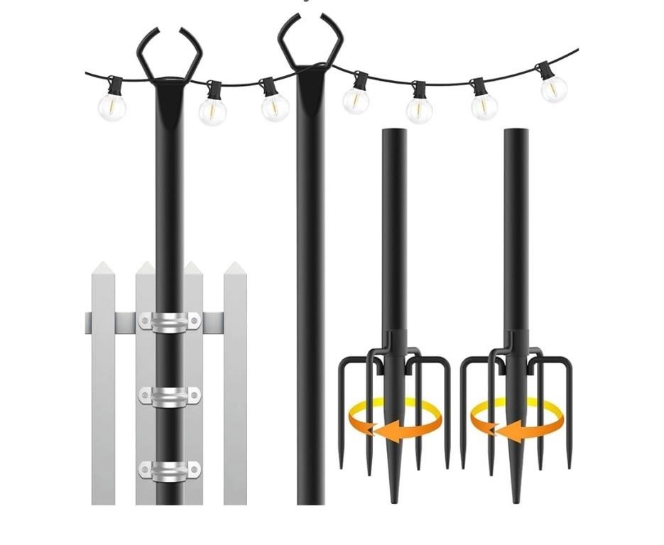 2 Pack String Light Poles,10 Ft Light Poles for