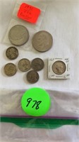 8 - TOTAL COINS
1 - 1971 IKE DOLLAR, 
1 -