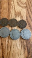 3  1906 INDIAN HEAD PENNIES AND 3