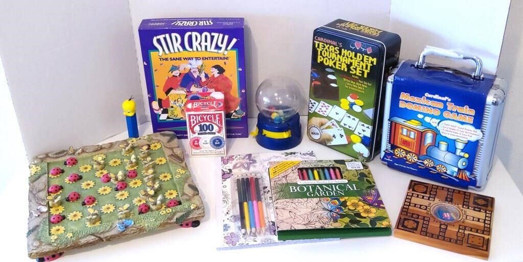 Games, Cards & Adult Coloring Book & Pencils