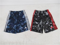2-Pk Adidas Boy's SM Short, Black and Blue Camo