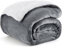 Fuzzy Sherpa Throw Blanket for Sofa, Gray, 50x60"
