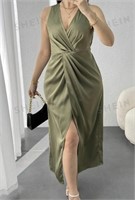 SHEIN Women's Solid Color High-Low Hem Dress- S