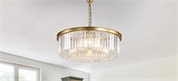 OUKANING Modern Crystal Chandelier, 2-Tier H