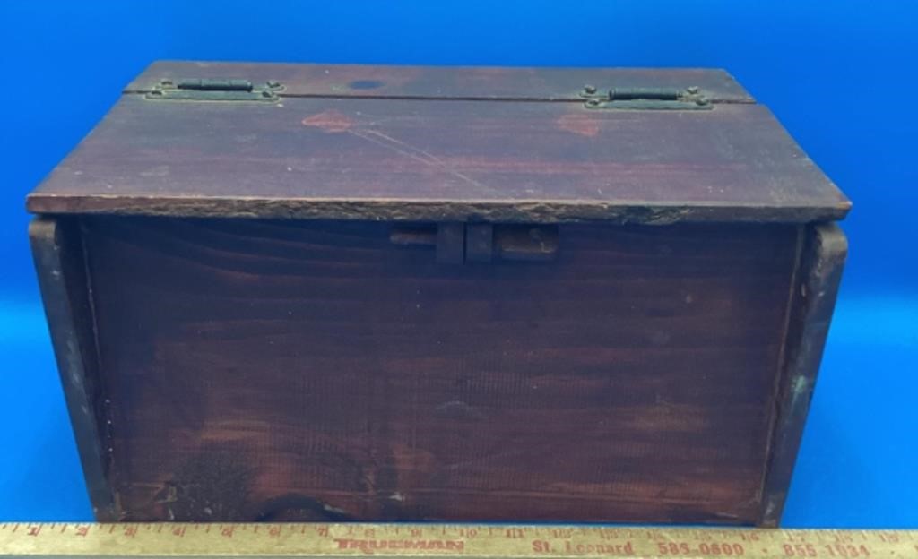 Vintage Wooden Handmade Box/Chest w/ Wood Peg