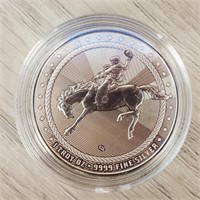 1 oz Silver Bucking Horse/Cowboy Round