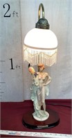 The Crosa Collection Lady with Peacock Table Lamp