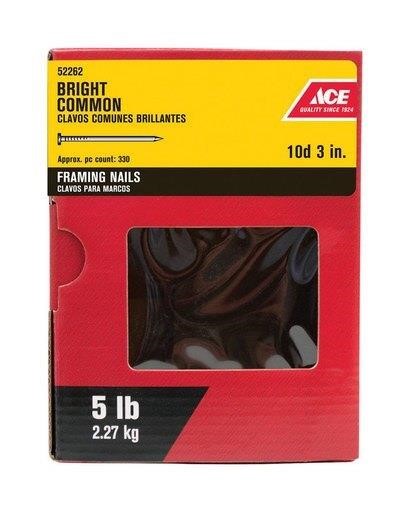 Ace 10D 3 in. Common Bright Steel Nail Round Head
