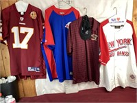 Assorted sports jerseys