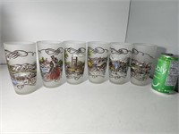verres vintage Currier & Ives peints à la main