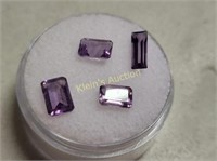 4 rectangular cut amethyst's gems appx 2.5 t.w.