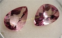 2 teardrop pink topaz's 6.8 carat appx gems