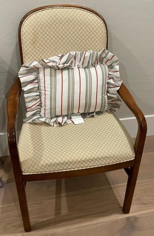 11 - LOVELY WOODEN ACCENT CHAIR WITH PILLOW
