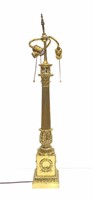 Brass Columned Table Lamp with Minerva Heads