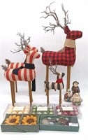 Cloth & Wool Reindeers, Cast Santas & Candles