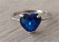 Faceted Blue Topaz Heart Shaped Ring