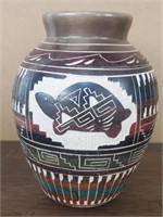 Navajo Horse Hair Pottery Vase Signed