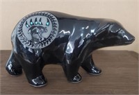 Navajo Black Etched Pottery Bear By Brenda