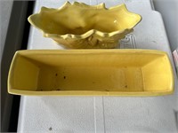 Pair of Vintage Yellow Planters