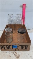 2 - Qt Bottles, Hersheys Syrup Jar w/ Lid, Small K