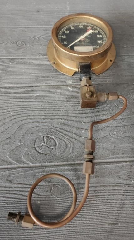 1950s Copper Pressure Gauge