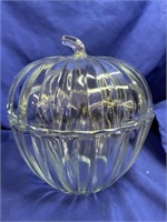 Crystal Clear Glass Candy Jar w Lid 6" Tall