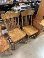 2PC OAK DINING CHAIRS