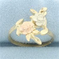 Diamond Cut Rose Flower Ring in 14k Yellow, White,
